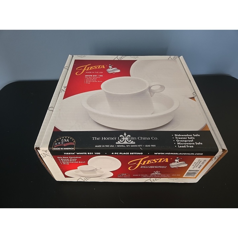 Fiesta White 4 pc. place setting dinnerware new 831 100